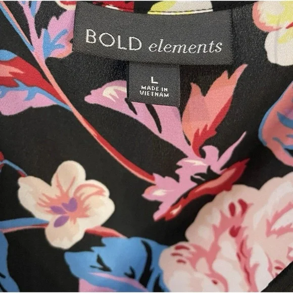 Bold Elements Colorful Floral Romper Size L Ruffled Cold Shoulder V-neck - Picture 2 of 7